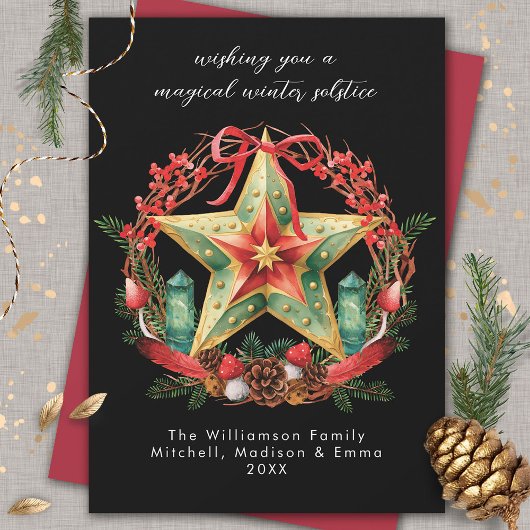 Cartes Pour Fêtes Annuelles Solstice d'hiver Wreath Star Noël Yule