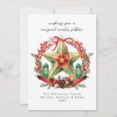 Cartes Pour Fêtes Annuelles Solstice d'hiver Wreath Star Noël Yule (Devant)