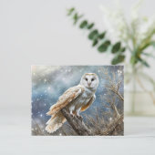 Cartes Pour Fêtes Annuelles Solstice d'hiver Yule Chouette magique Enchantée (Debout devant)