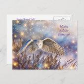 Cartes Pour Fêtes Annuelles Solstice d'hiver Yule Chouette magique Enchantée (Devant / Derrière)