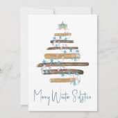 Cartes Pour Fêtes Annuelles Solstice hivernale de l'arbre de Yule en bois rust (Devant)