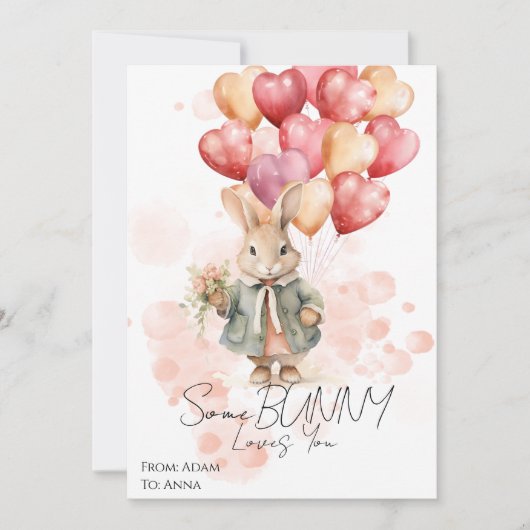 Cartes Pour Fêtes Annuelles Some Bunny vous aime Saint-Valentin Rouge Pivoine (Devant)