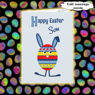 Cartes Pour Fêtes Annuelles Son bleu oeuf de Pâques lapin