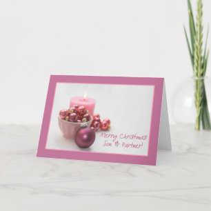 Cartes Pour Fêtes Annuelles Son & Partenaire joyeux christsmas ornements rose