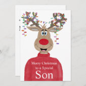 Cartes Pour Fêtes Annuelles Son Reindeer Noël personnalisable (Devant / Derrière)