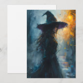 Cartes Pour Fêtes Annuelles Sorcier maléfique aquarelle (Devant / Derrière)