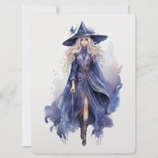 Cartes Pour Fêtes Annuelles Sorcière aquarelle [3]