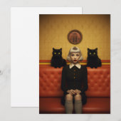 Cartes Pour Fêtes Annuelles Sorcière avec des chats noirs (Devant / Derrière)