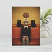 Cartes Pour Fêtes Annuelles Sorcière avec des chats noirs (Debout devant)