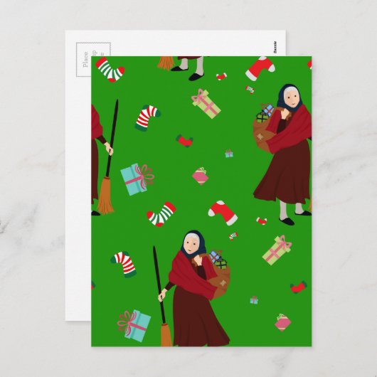 Cartes Pour Fêtes Annuelles sorcière de noël Befana (Devant / Derrière)