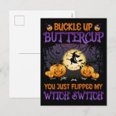 Cartes Pour Fêtes Annuelles Sorcière d'Halloween, Commutateur, Attachez votre (Devant / Derrière)