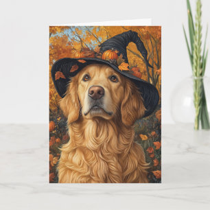 Cartes Pour Fêtes Annuelles Sorcière Golden Retriever Halloween