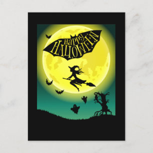 Cartes Pour Fêtes Annuelles Sorcière sur Broom Halloween heureux
