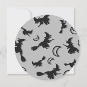 Cartes Pour Fêtes Annuelles Sorcière volante entre la moitié de la lune à Hall