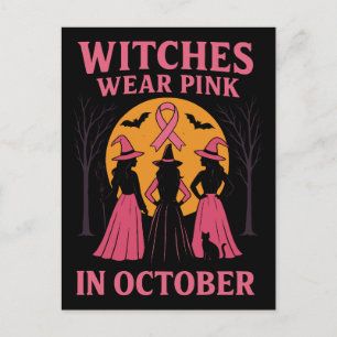 Cartes Pour Fêtes Annuelles Sorcières Portent Rose Octobre Soutien