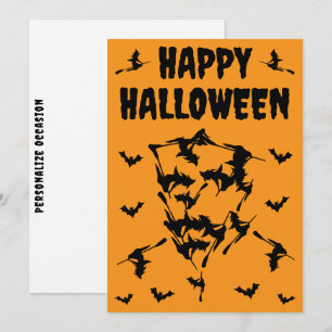 Cartes Pour Fêtes Annuelles Sorcières volantes silhouette de crâne Halloween