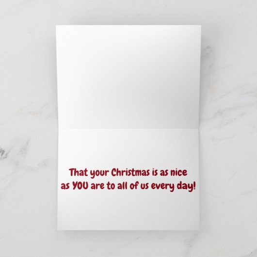 CARTES POUR FÊTES ANNUELLES SOUHAITE QUE *ENSEIGNANT* AIT UN NOËL SPÉCIAL (Intérieur)