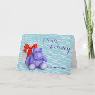 Cartes Pour Fêtes Annuelles Souhaitez Joyeux Jour De Fêtes Purple Teddy Hippo 