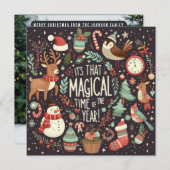 Cartes Pour Fêtes Annuelles Souhaitez-vous Joyeux Noël jolie forêt de Père Noë (Devant / Derrière)