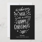Cartes Pour Fêtes Annuelles Souhaitez-vous Joyeux Noël noir Script Business (Devant)