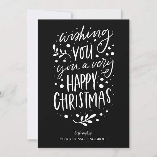Cartes Pour Fêtes Annuelles Souhaitez-vous Joyeux Noël noir Script Business (Devant)