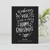 Cartes Pour Fêtes Annuelles Souhaitez-vous Joyeux Noël noir Script Business (Debout devant)