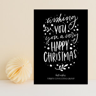 Cartes Pour Fêtes Annuelles Souhaitez-vous Joyeux Noël noir Script Business