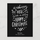 Cartes Pour Fêtes Annuelles Souhaitez-vous Joyeux Noël noir Script non photo (Devant)