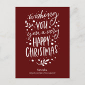 Cartes Pour Fêtes Annuelles Souhaitez-vous Joyeux Noël Rouge Script Business (Devant)