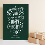 Cartes Pour Fêtes Annuelles Souhaitez-vous Joyeux Noël Vert Script Non Photo<br><div class="desc">Souhaitez-Vous Joyeux Script Vert De Noël Non Photo Carte De Vacances. Envoyez des voeux de vacances personnalisables et personnalisés à vos amis, collègues et famille dans des cartes de style simple, chic, élégant et moderne design photo festif, naturel minimaliste! Ci-dessous la calligraphie présente votre message de voeux personnalisé dans la...</div>