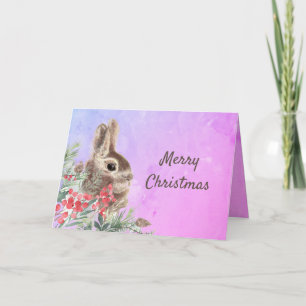 Cartes Pour Fêtes Annuelles Souhaits de Noël Cute Lapin Lapin Blank