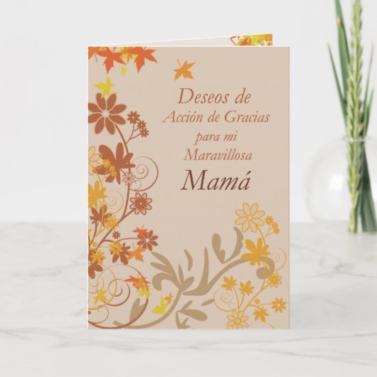 Cartes Pour Fêtes Annuelles Souhaits de thanksgiving de mère dans l'Espagnol, (Devant)