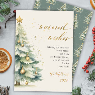 Cartes Pour Fêtes Annuelles Souhaits les plus chauds Jeu d'or Chic Arbre de No