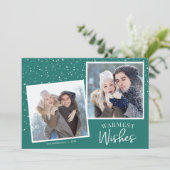 Cartes Pour Fêtes Annuelles Souhaits les plus chauds Neige foncé Turquoise 2 P (Debout devant)