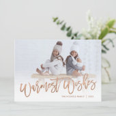 Cartes Pour Fêtes Annuelles Souhaits les plus chauds Rose Gold Script (Debout devant)