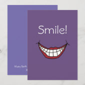 Cartes Pour Fêtes Annuelles Souriez avec des lèvres rouges sur violet (Devant / Derrière)