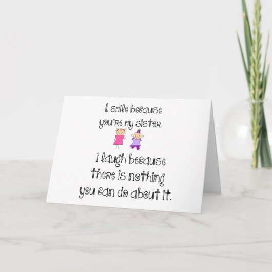 Cartes Pour Fêtes Annuelles sourire à la soeur (Devant)