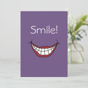 Cartes Pour Fêtes Annuelles Sourire avec des lèvres rouges sur fond violet