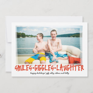 Cartes Pour Fêtes Annuelles Sourires * Giggles * Rires avec photo arrière