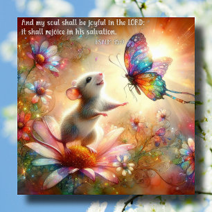 Cartes Pour Fêtes Annuelles Souris D'Aquarelle Et Psaumes De Papillon Pâques