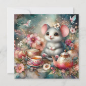 Cartes Pour Fêtes Annuelles Souris d'aquarelle gaie Floral Pâques Tea Party (Devant)