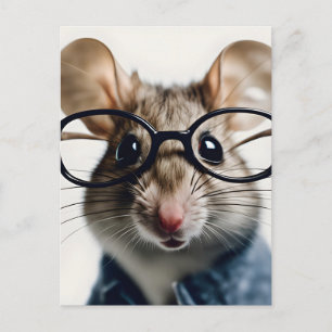 Cartes Pour Fêtes Annuelles Souris de champ Portant des lunettes