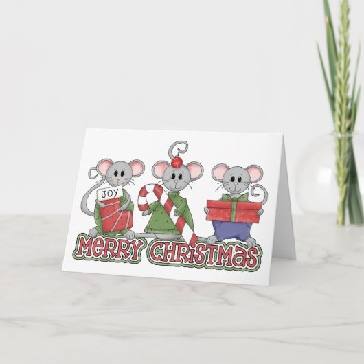 Cartes Pour Fêtes Annuelles Souris de Joyeux Noël (Devant)