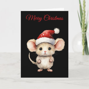 Cartes Pour Fêtes Annuelles Souris de Noël à l'aquarelle