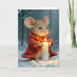 Cartes Pour Fêtes Annuelles Souris de Noël avec bougie allumée
