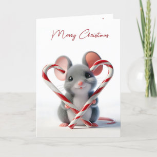 Cartes Pour Fêtes Annuelles Souris de Noël avec coeur Sucre de canne