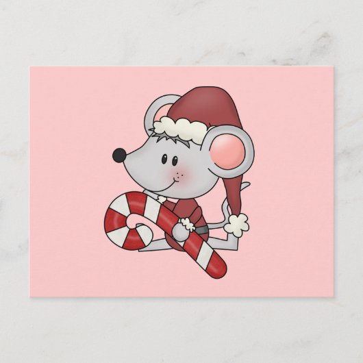Cartes Pour Fêtes Annuelles Souris de Noël avec Sucre de canne (Devant)