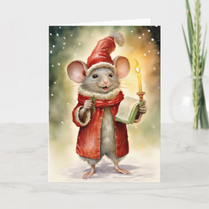 Cartes Pour Fêtes Annuelles Souris de Noël de l'Aquarelle mignonne