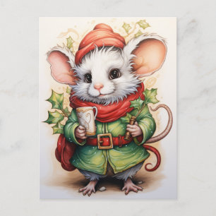 Cartes Pour Fêtes Annuelles Souris de Noël de vacances avec holocaustes