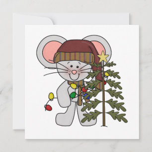Cartes Pour Fêtes Annuelles Souris de Noël décorant l'arbre